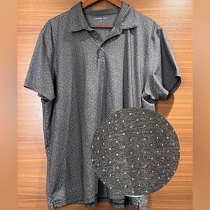 Zachary Prell Polo Shirt Mens XL Gray Geometric Cotton Short Sleeve Embroidered